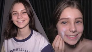 Submissive teen gets her pussy filled with cum, becoming a cumdumpster