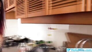 Latina big tits mom Mila Garcia seduced her stepson to fuck