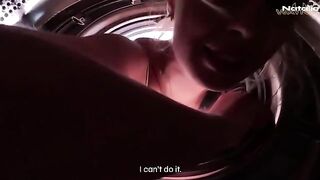 Guy saved his stepsister from a washing machine and fucked her hard