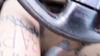 A girl masturbates and fucks with an Uber driver