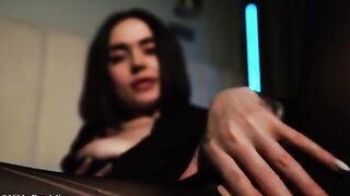 A beautiful girl with big tits has sex in oily stockings