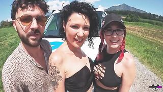 Two Italian couples fuck in their camper – real amateur action!