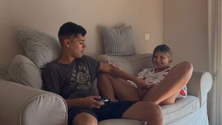A gamer has to fuck his stepsister to finish the game