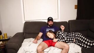 MILF seduces her stepson and gets creampied on the couch