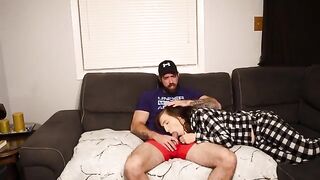 MILF seduces her stepson and gets creampied on the couch
