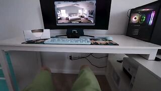 Guy using a drone to spy on his step-sis while she masturbates