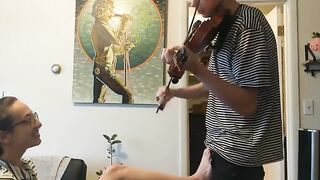 Trying to practice violin with my girlfriend