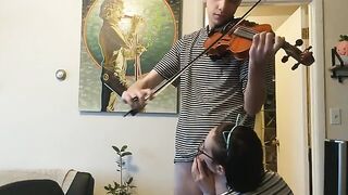 Trying to practice violin with my girlfriend