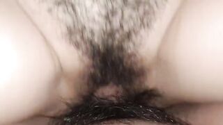 A woman with a wet pussy gets creampied inside after quick fucking
