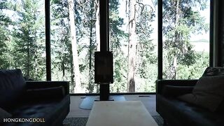 A girl lives in the woods alone and rubs herself in yoga pants