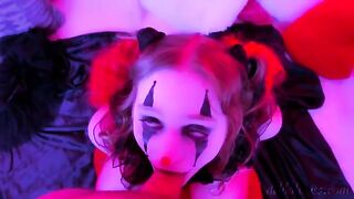 Kinky clown blowjob and facial with a twist of fear and desire