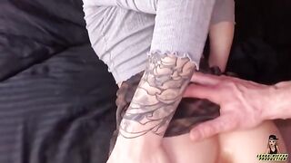 The guy played a trick on the beauty and made a creampie in her ass