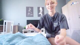 My cock was so big that the stepister could not hold back and she came to me