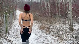 Husband shares his wife with friend in a snowy fuck
