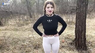 A hot chick is fucking in the forest, exclusively!