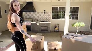 Pervert guy fucked his stepsis, a tall college beauty, on knees