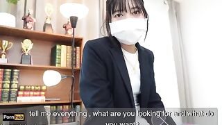 The hot gardener has sex with the Asian teacher in the classroom