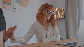 A cute teen gets fucked by a guy on a zoom meeting and she loves it