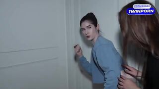 Curious step-sisters spy on their parents' intimate moments and explore their own desires