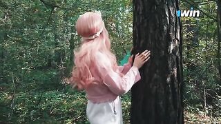 A beautiful woman got lost in the forest and met a forester