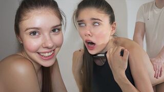 The guy fucked the cute brunette in doggy style until he came