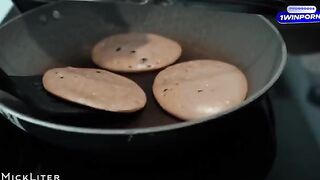 A delicious breakfast of pancakes and a hard cock for a naughty girl