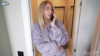 A cute girl rubs her pussy with a guy’s dick, but no deeper
