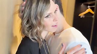 A wife gets fucked by two cocks after a night out and is covered in cum