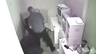 A secret camera has photographed the intimate moments of two lovers at work