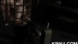 The slave in the cage executes all orders of the master