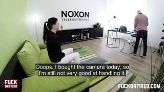 Cute woman fucked at the casting on the table by a cunning agent