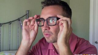 The guy tore off red underwear from his girlfriend and fucked her