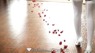 A young brunette gets fucked on the bed with her consent