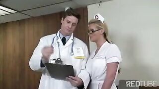 A man is fucking his doctor and her nurse uniform in the hospital