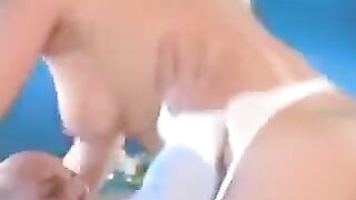 Hard sex with a beautiful woman in white stockings and cute heels