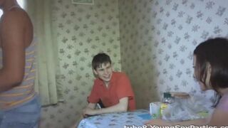 Sexual foursome with friends at a house, swap partners and fuck