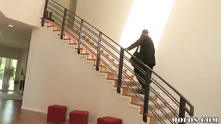 A hot brunette woman fucked by a black man with a big cock