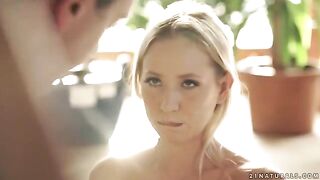 A pretty woman in a red dress rode her husband’s cock on horseback