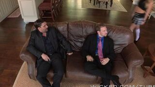 A man fucked a hairy blonde in two pairs of pants