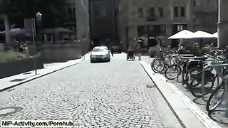 The appetizing girl showed her pussy to all passers-by on the street