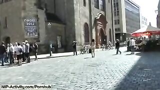 The appetizing girl showed her pussy to all passers-by on the street