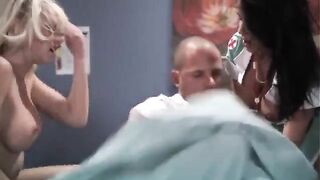 Two hot nurses are getting fucked with a big cock