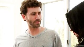 Two guys fuck hot brunette Veronika Avluv in her trunks