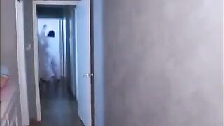 The little Asian was fucked by a huge monster in the mouth