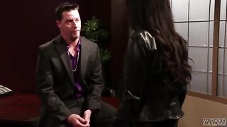 Young guy fucked Asa Akira on the table in the office, showcasing her incredible stamina