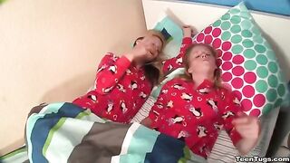 Two sisters learn to handle a big cock very well