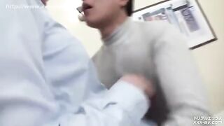 A girl in a skirt seduces her man and jumps on him hard