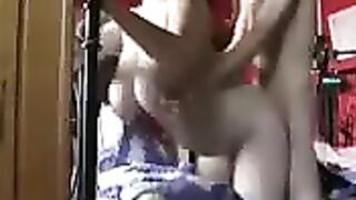 A fat assed slut gets her asshole gapped by her husband