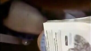 Girl climbs on his hand to the vagina while pleasuring herself