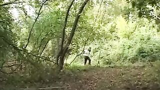 A sexy girl was captured by a maniac in the forest and engaged in passionate acts